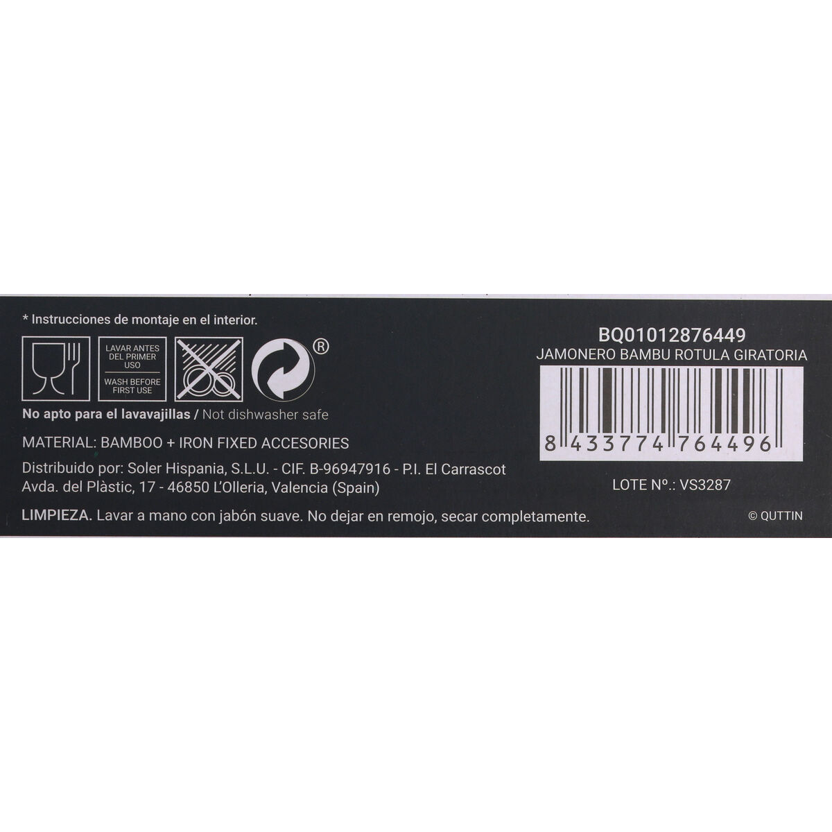 Skinkhållare Quttin Bambu 48 x 18 x 2 cm (3 antal) - 5