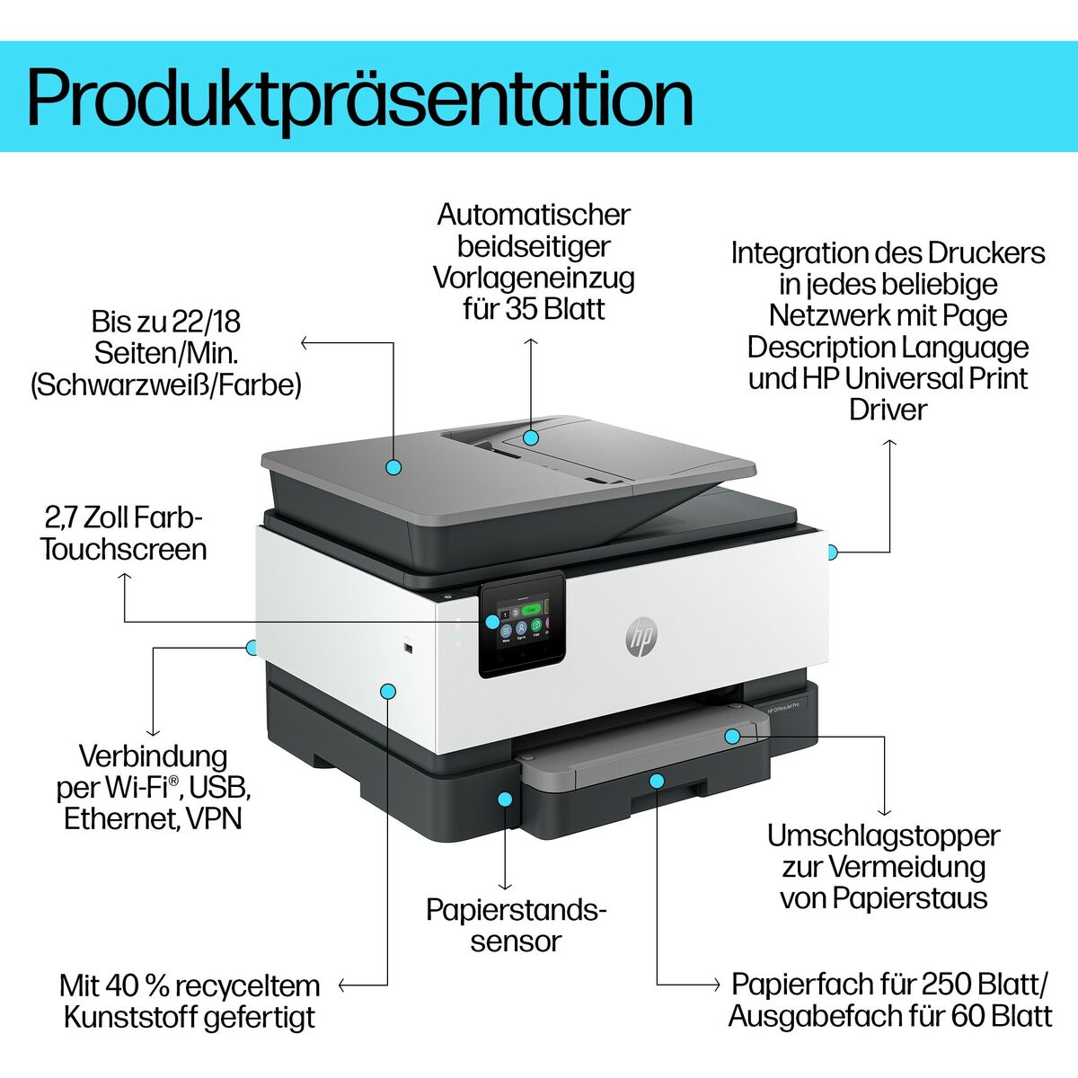 Multifunktionsskrivare HP Officejet Pro 9120b - 8