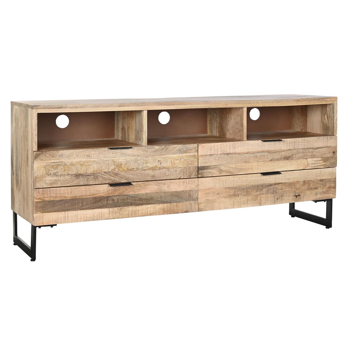 TV-möbler DKD Home Decor Naturell Svart Metall Mangoträ (150 x 40 x 65 cm) - 5