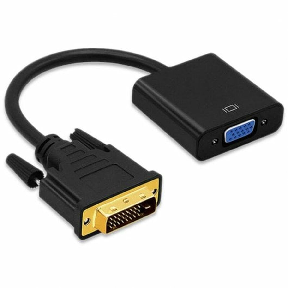 DVI-D till VGA Adapter PcCom Essential Svart 25 cm