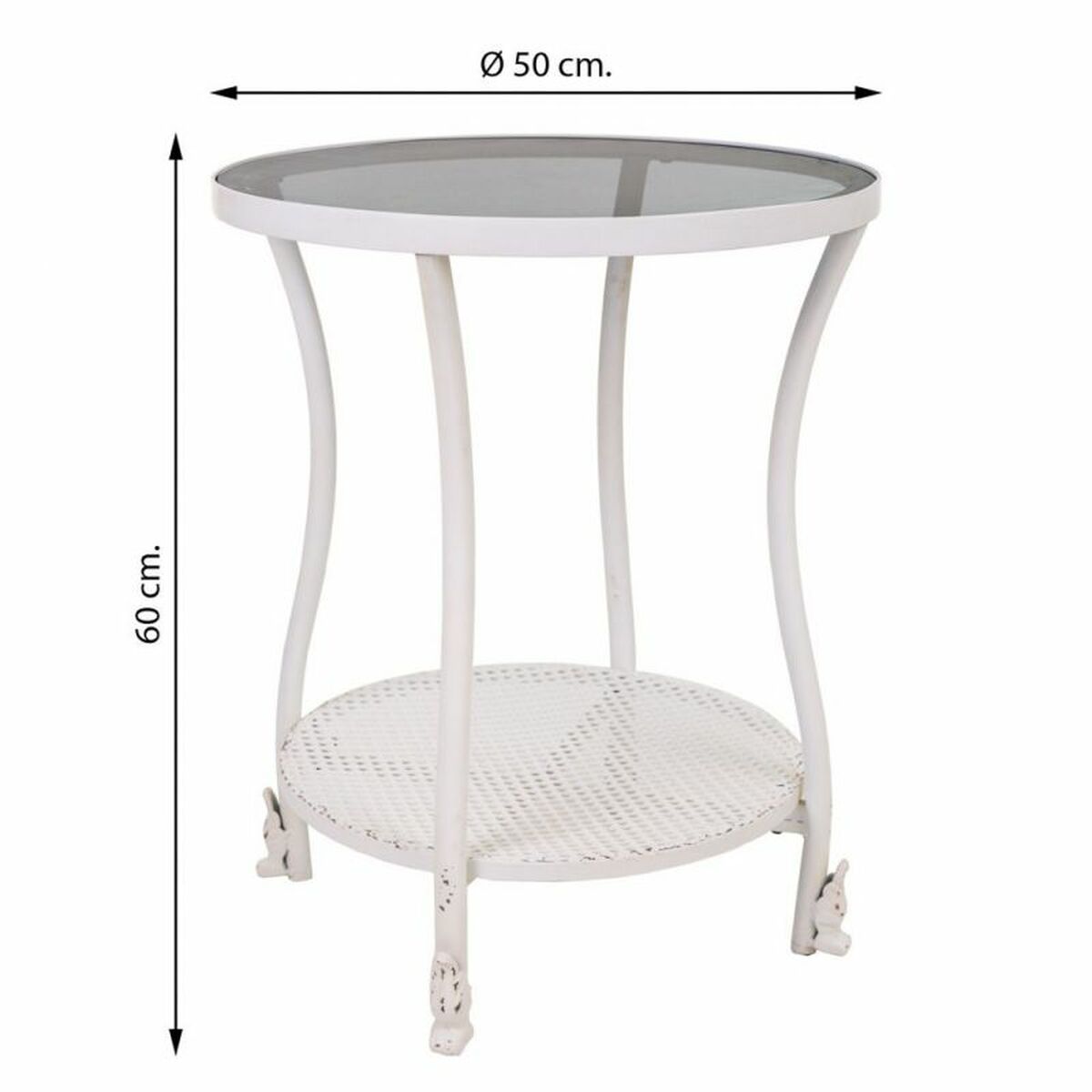 Soffbord Alexandra House Living Vit Glas Järn 50 x 60 x 50 cm - 7