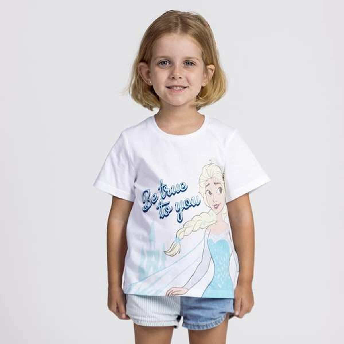 Barn T-shirt med kortärm Frozen Vit - 4