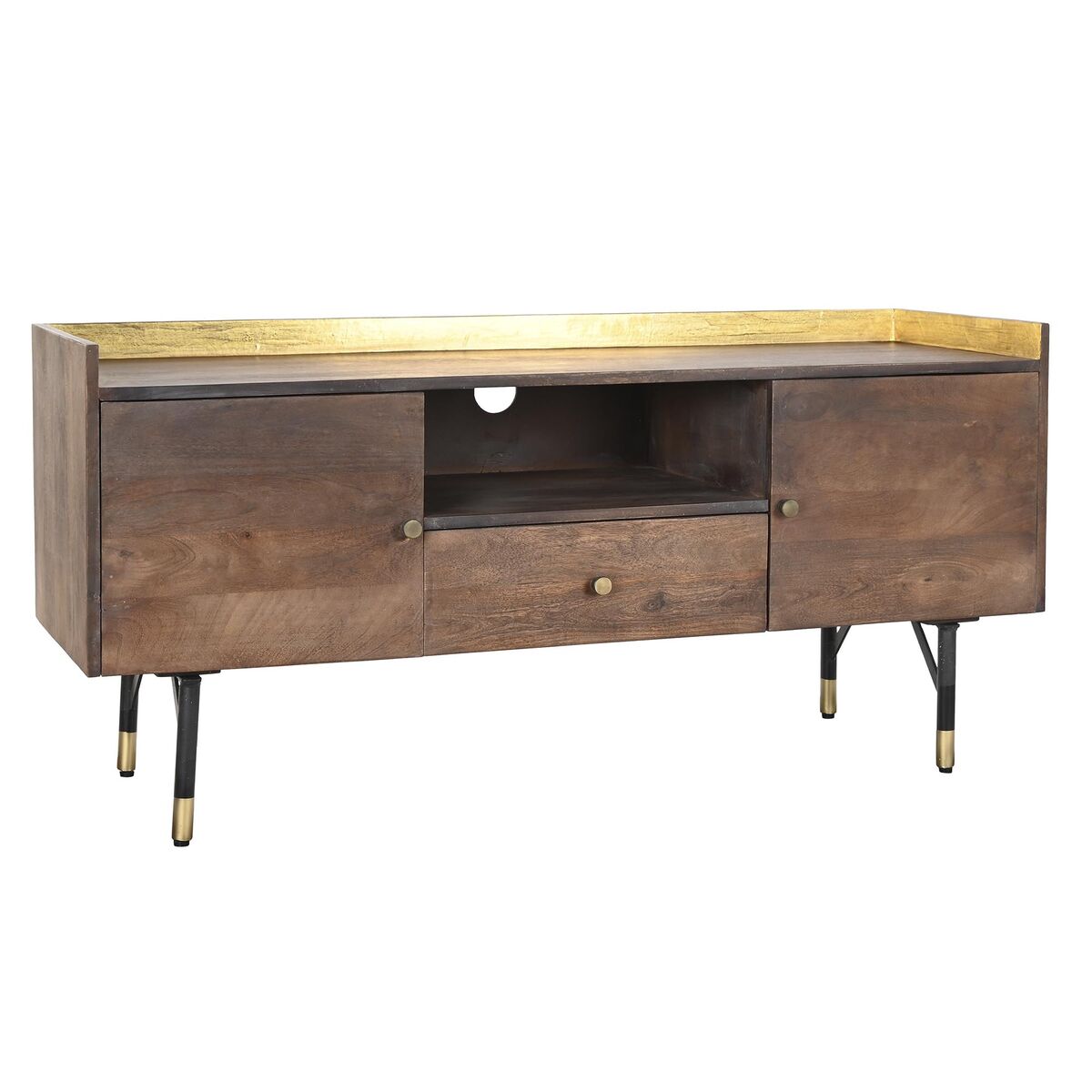 TV-möbler DKD Home Decor Mörkbrun Metall Mangoträ (130 x 45 x 60 cm)