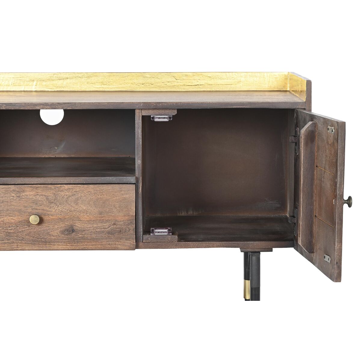 TV-möbler DKD Home Decor Mörkbrun Metall Mangoträ (130 x 45 x 60 cm) - 4