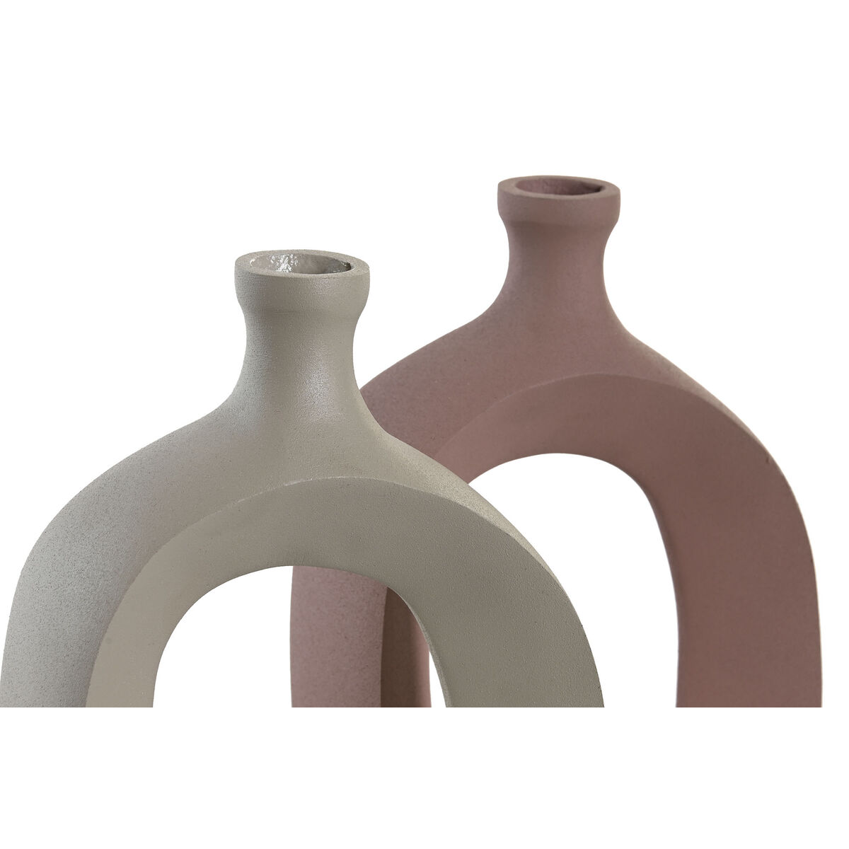 Vas DKD Home Decor 16 x 6 x 24 cm Beige Rosa Aluminium (2 antal) - 3