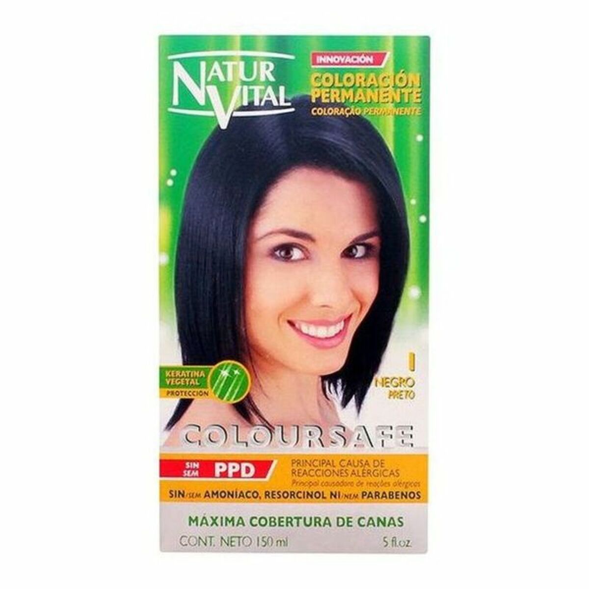 Färg utan ammoniak Naturaleza y Vida Coloursafe Nº 1-Negro 150 ml