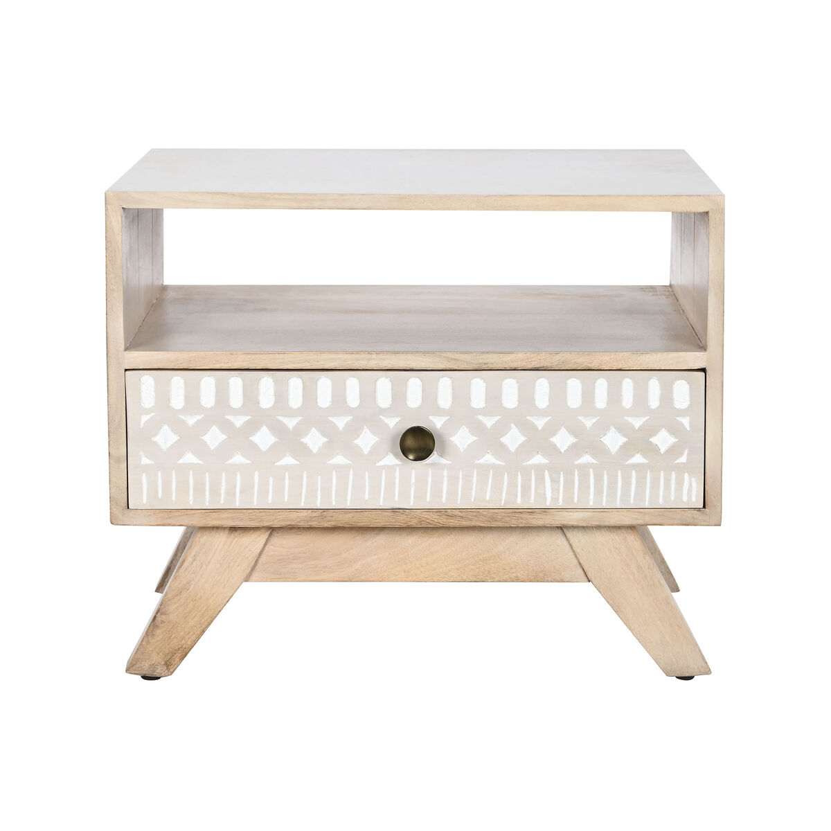 Nattduksbord DKD Home Decor Vit Naturell Mangoträ 55 x 35 x 45 cm - 5