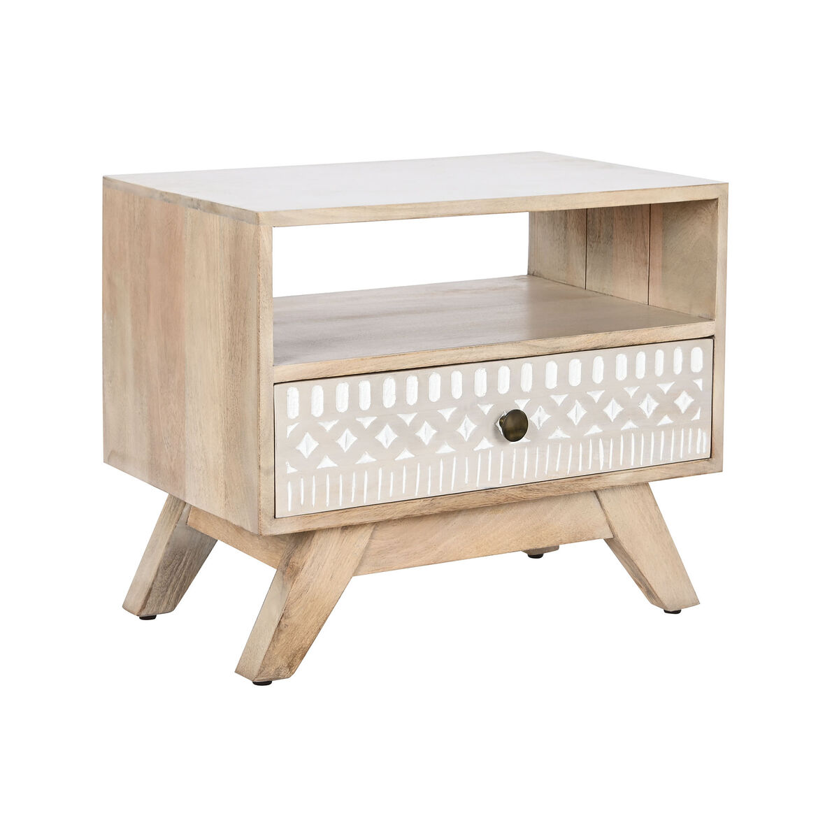 Nattduksbord DKD Home Decor Vit Naturell Mangoträ 55 x 35 x 45 cm - 8