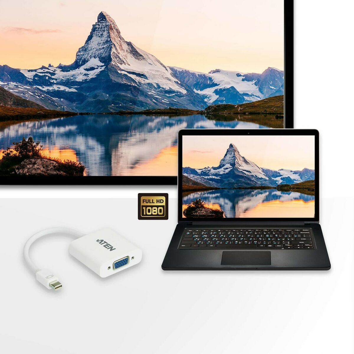 DisplayPort Kabel Aten VC920-AT Vit Svart Grå - 3