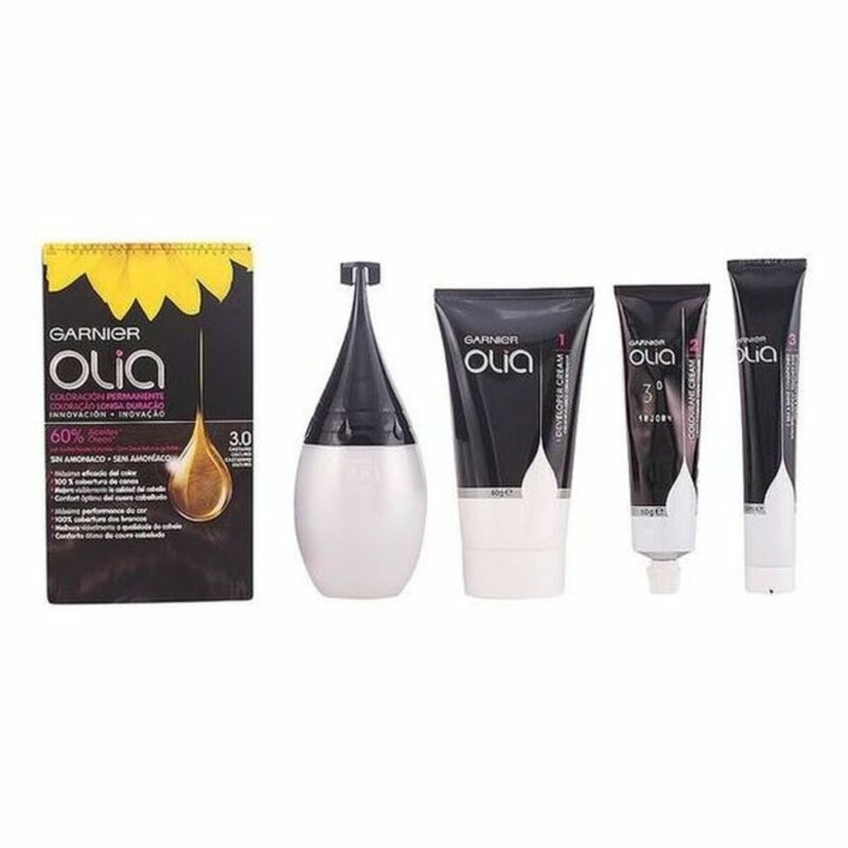 Färg utan ammoniak Garnier Olia Nº 3,0-Negro (1 antal)