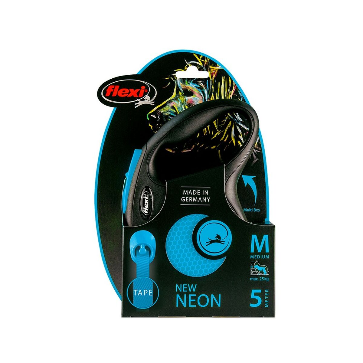 DoHundkoppel Flexi NEW NEON Blå Storlek M - 3