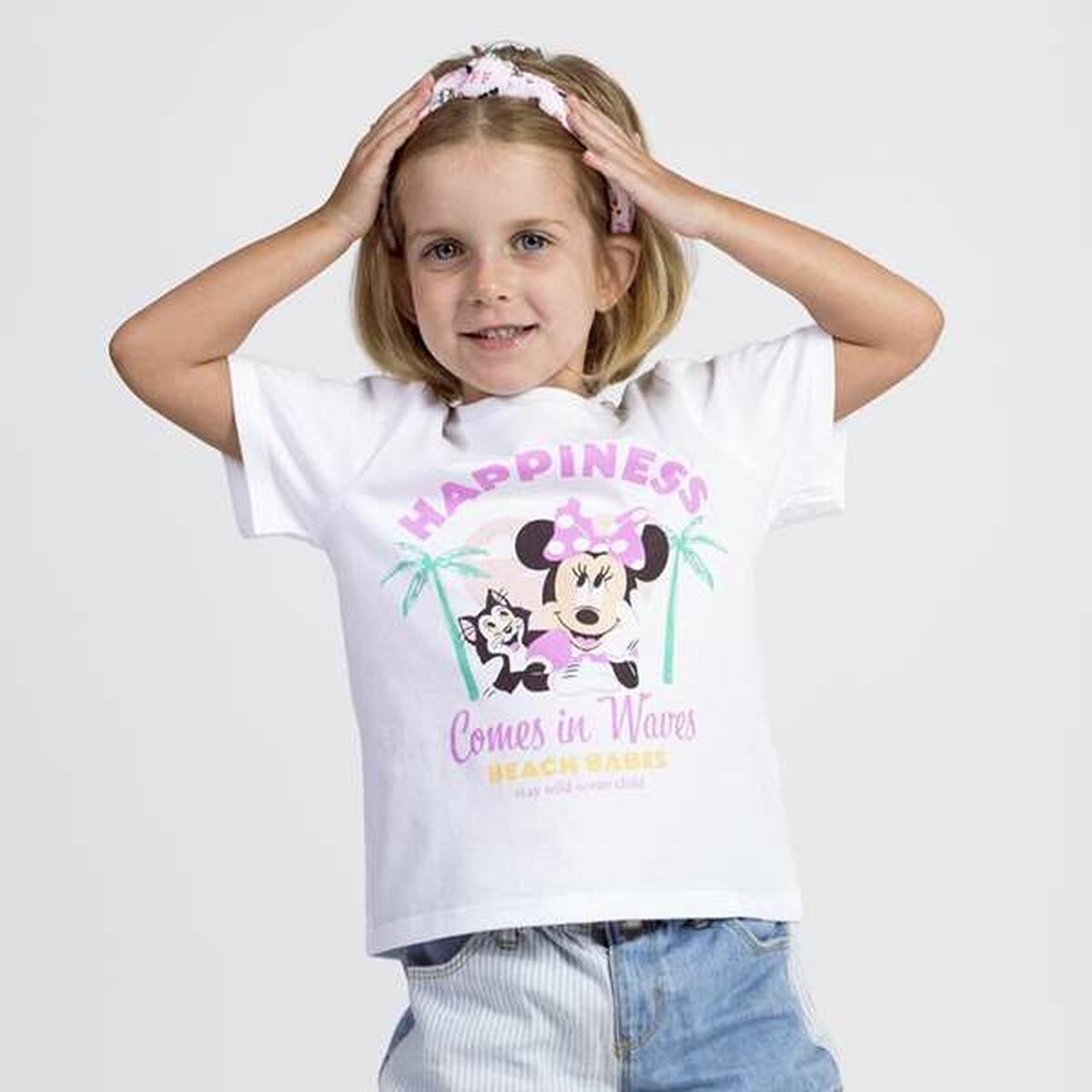 Barn T-shirt med kortärm Minnie Mouse Vit - 4