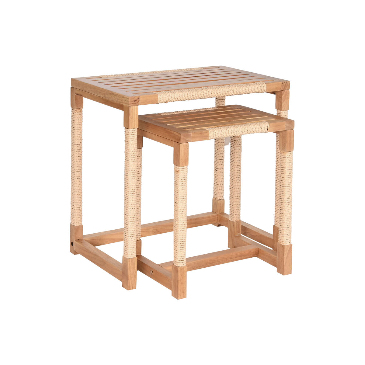 2-bordsset Home ESPRIT Naturell Snöre Gran 58 x 38 x 60 cm - 4