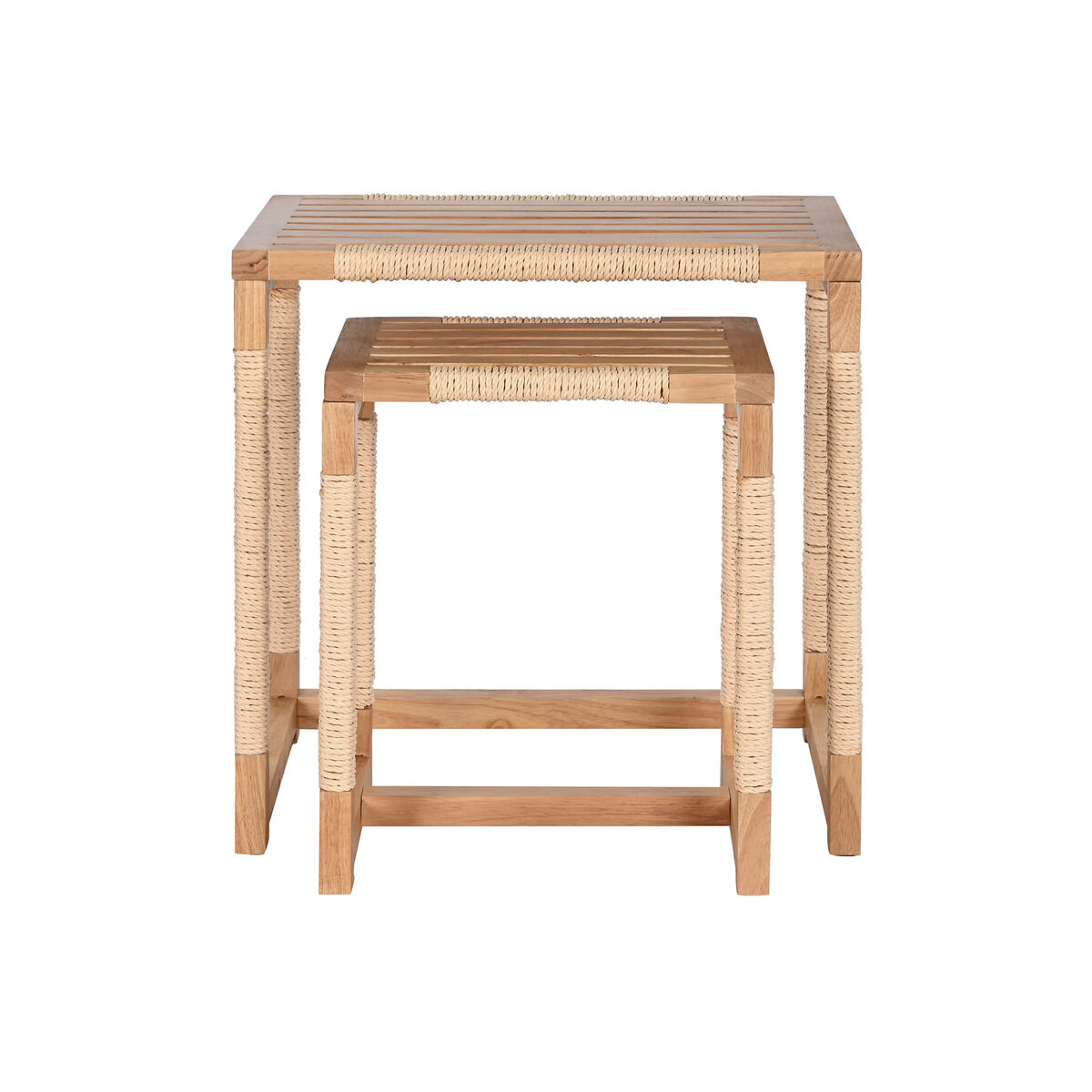2-bordsset Home ESPRIT Naturell Snöre Gran 58 x 38 x 60 cm - 3