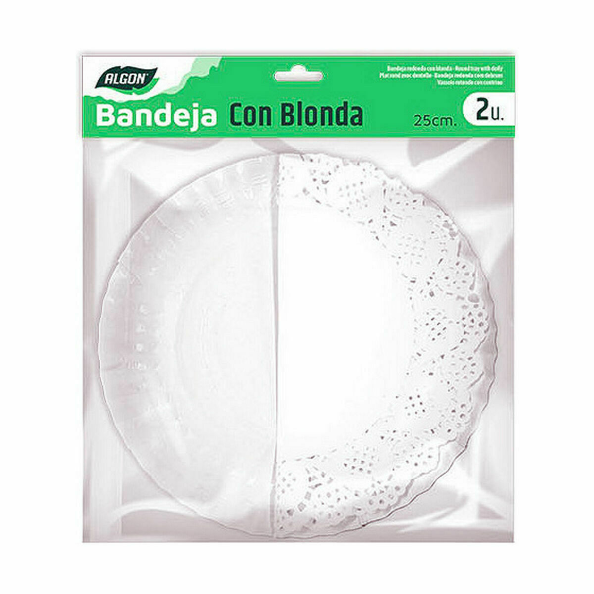 Kakfat Algon Vit 25 x 25 x 2 cm Rund (2 Delar) (48 antal) - 2