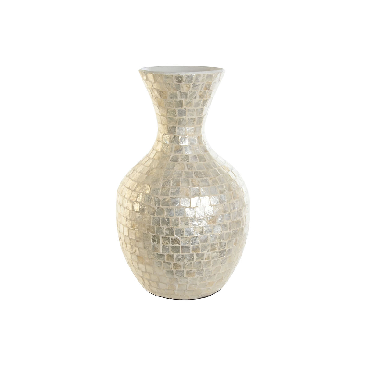 Vas DKD Home Decor Vit Bambu Pärlemor Naturell Löv av en växt Medelhavs 31 x 31 x 51,5 cm - 3