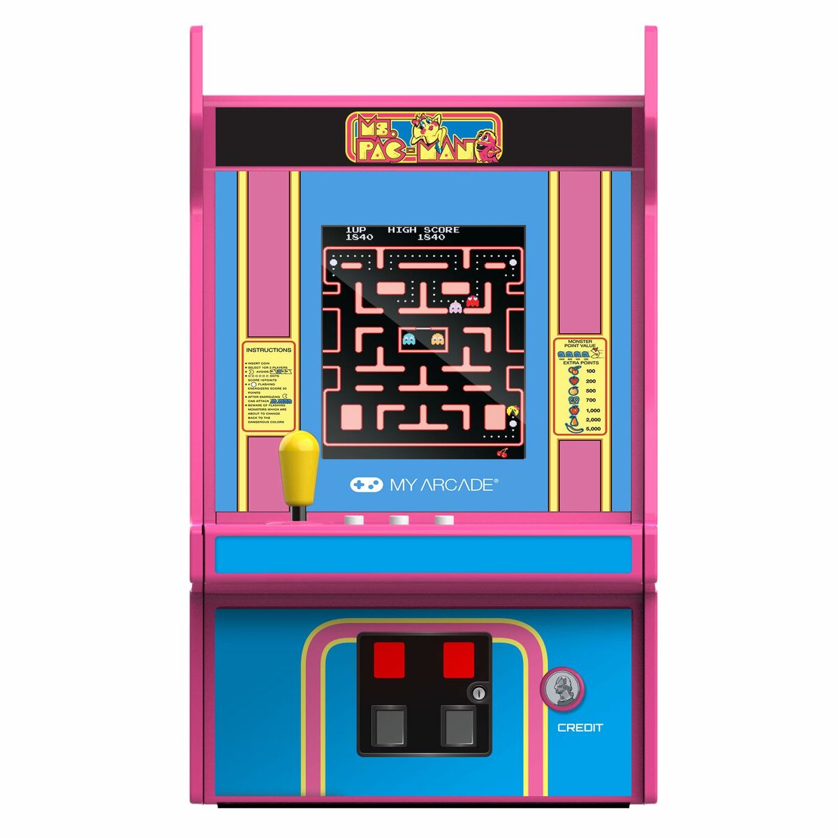 Bärbar spelkonsol My Arcade Micro Player PRO - Ms. Pac-Man Retro Games Blå - 3