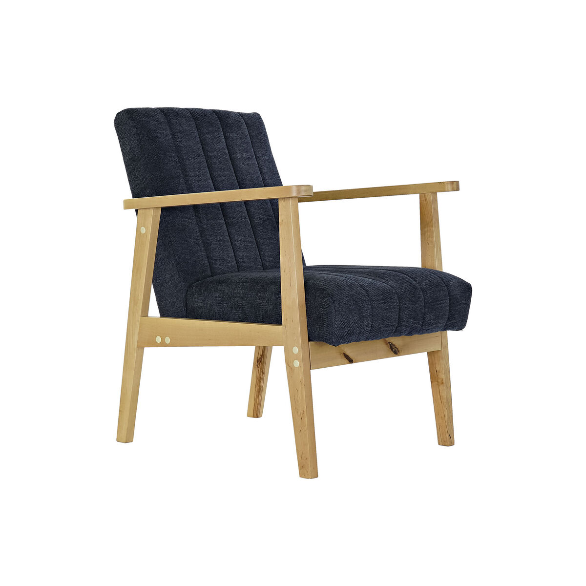 Fåtölj DKD Home Decor Blå Polyester Ljusbrun Furu (63 x 68 x 81 cm) - 13