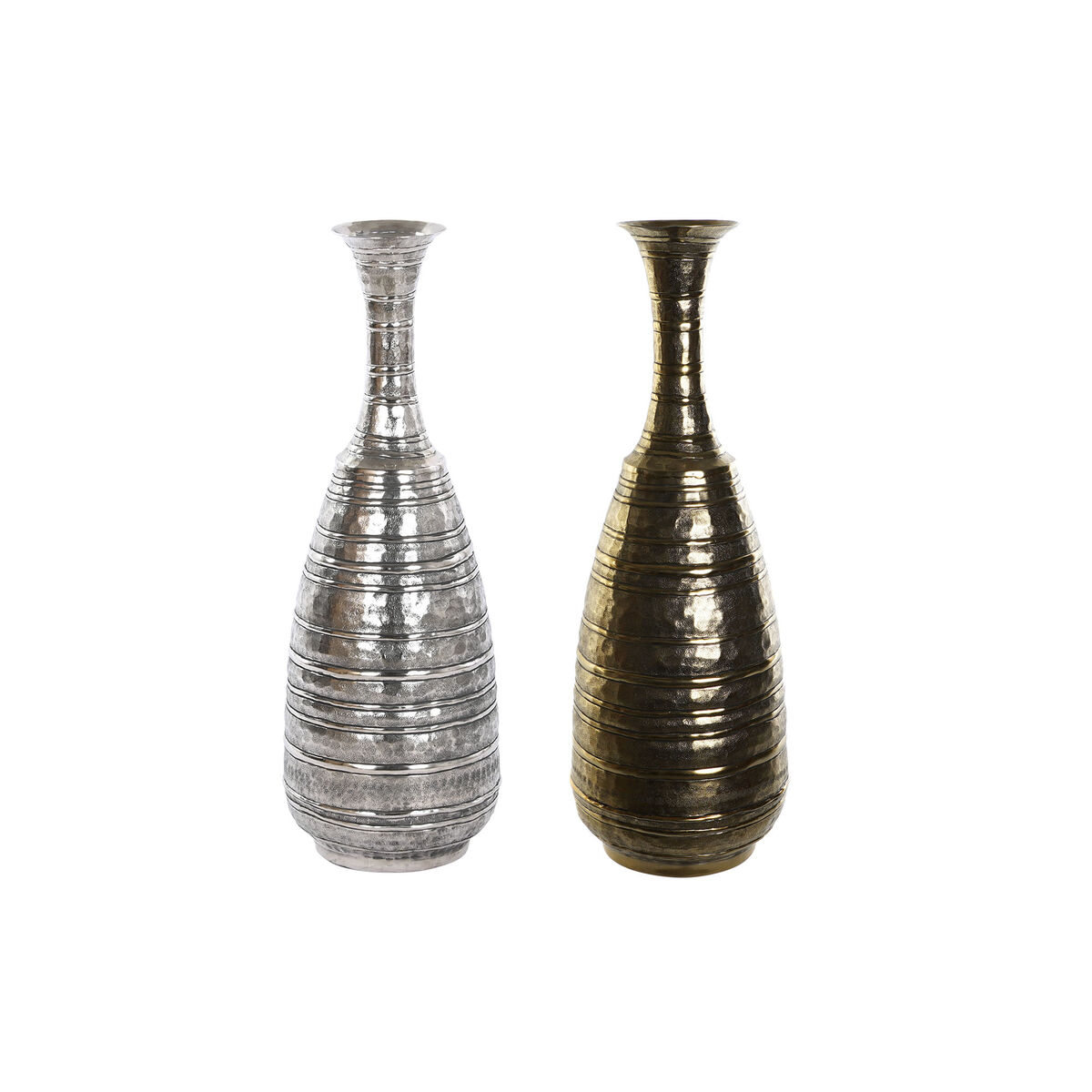 Vas DKD Home Decor 24 x 24 x 67 cm Antikbehandlad Silvrig Gyllene Aluminium Modern (2 antal) - 3