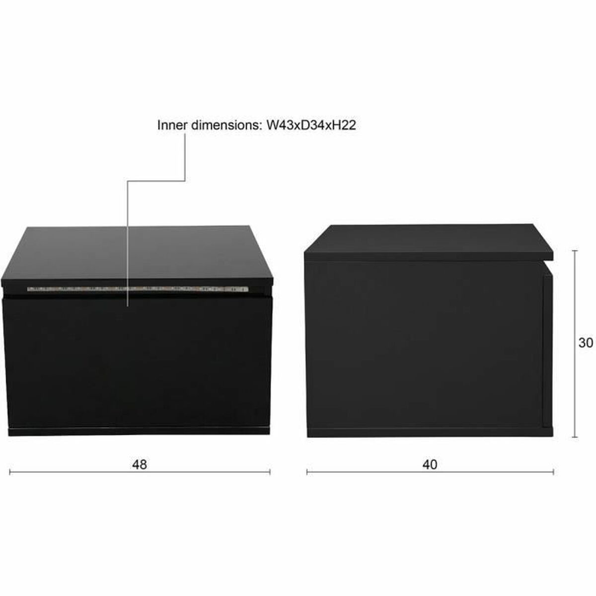 Nattduksbord Flow 48 x 40 x 30 cm Svart - 4