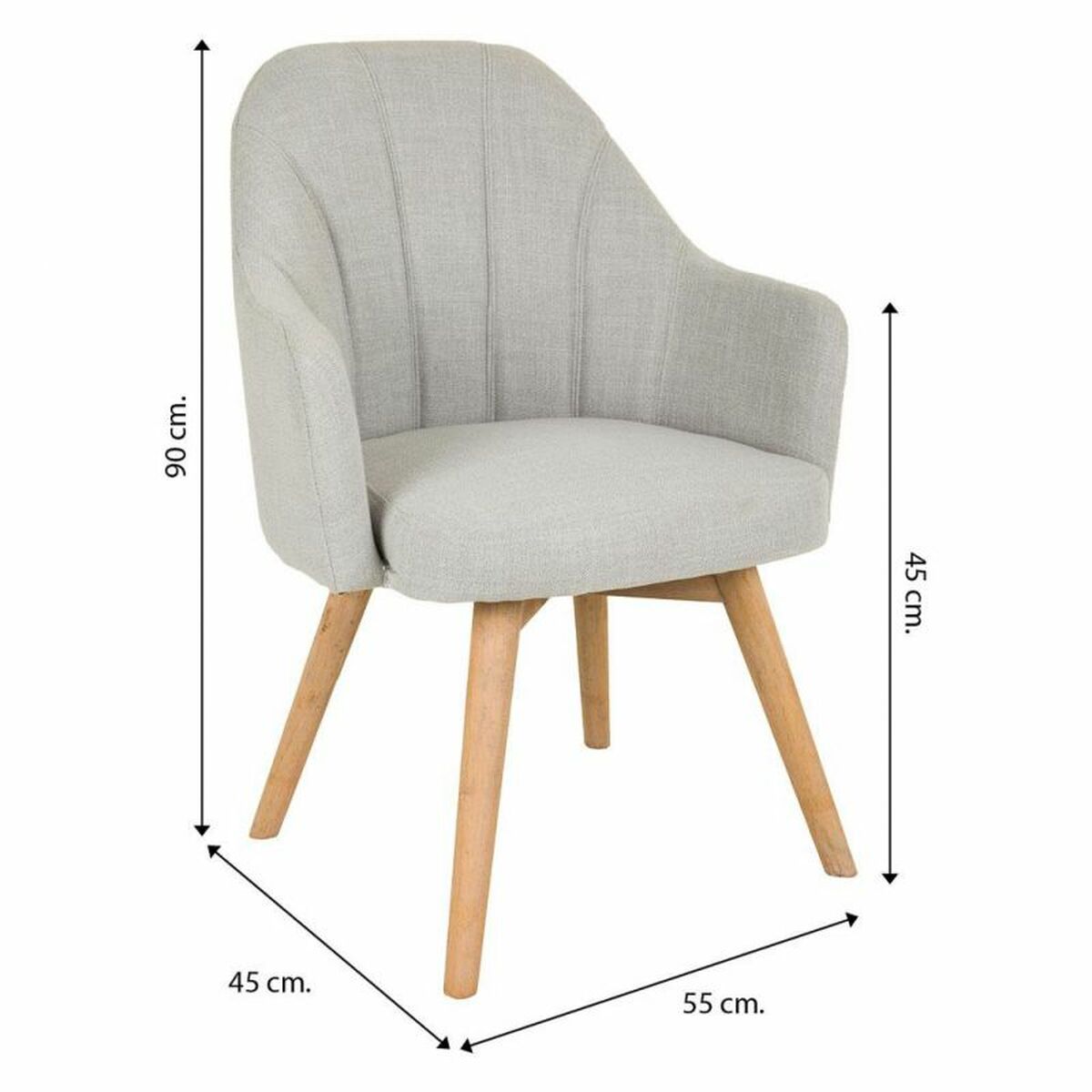 Matsalsstol Alexandra House Living Grå 100 % polyester 45 x 90 x 55 cm - 7