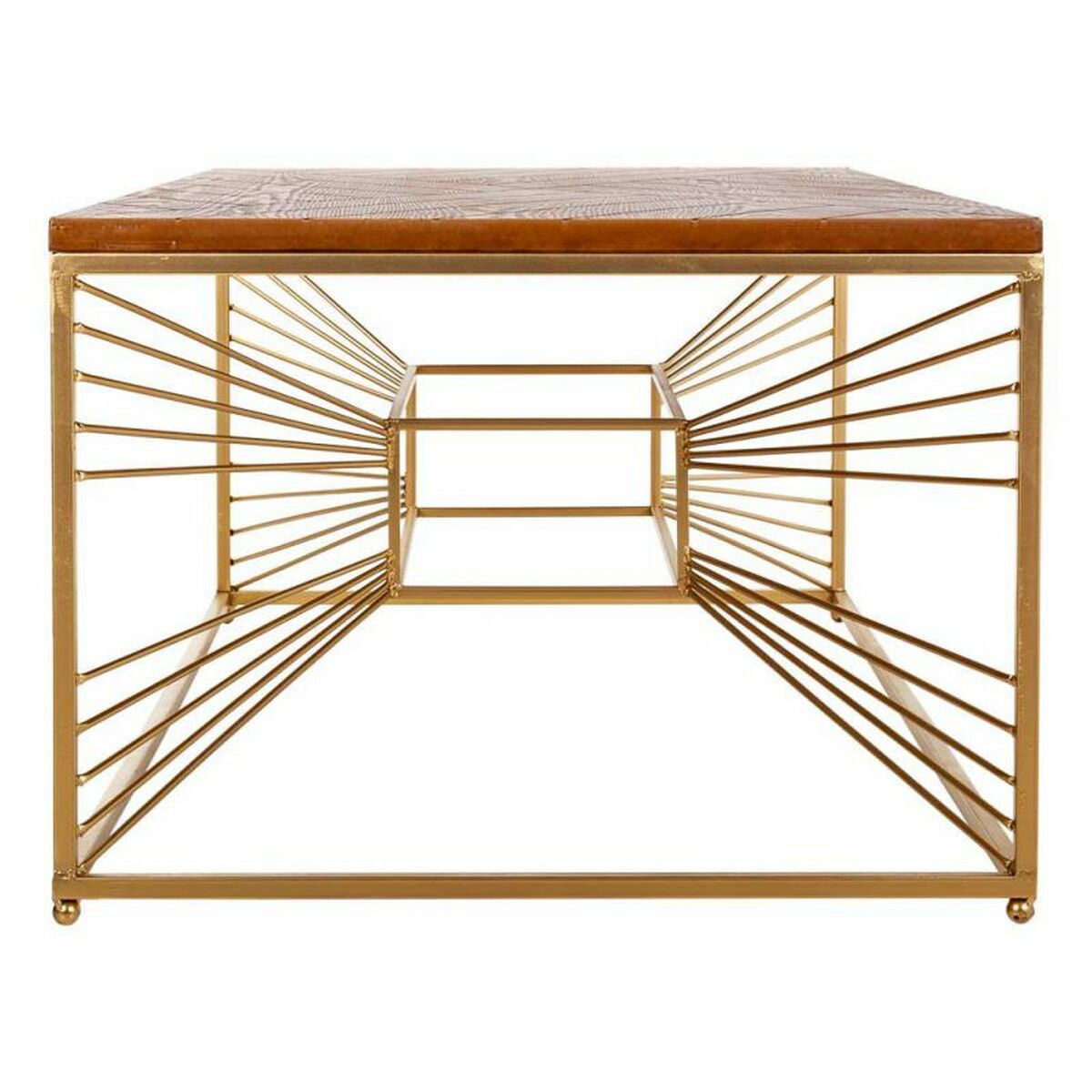 Soffbord Alexandra House Living Guld Naturell Järn Granträ Trä MDF 70 x 50 x 130 cm - 3