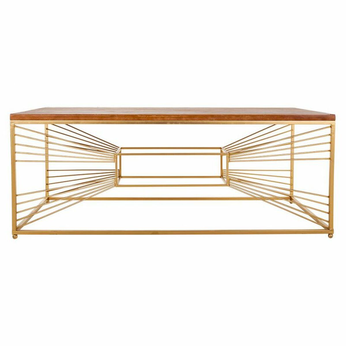 Soffbord Alexandra House Living Guld Naturell Järn Granträ Trä MDF 70 x 50 x 130 cm - 2