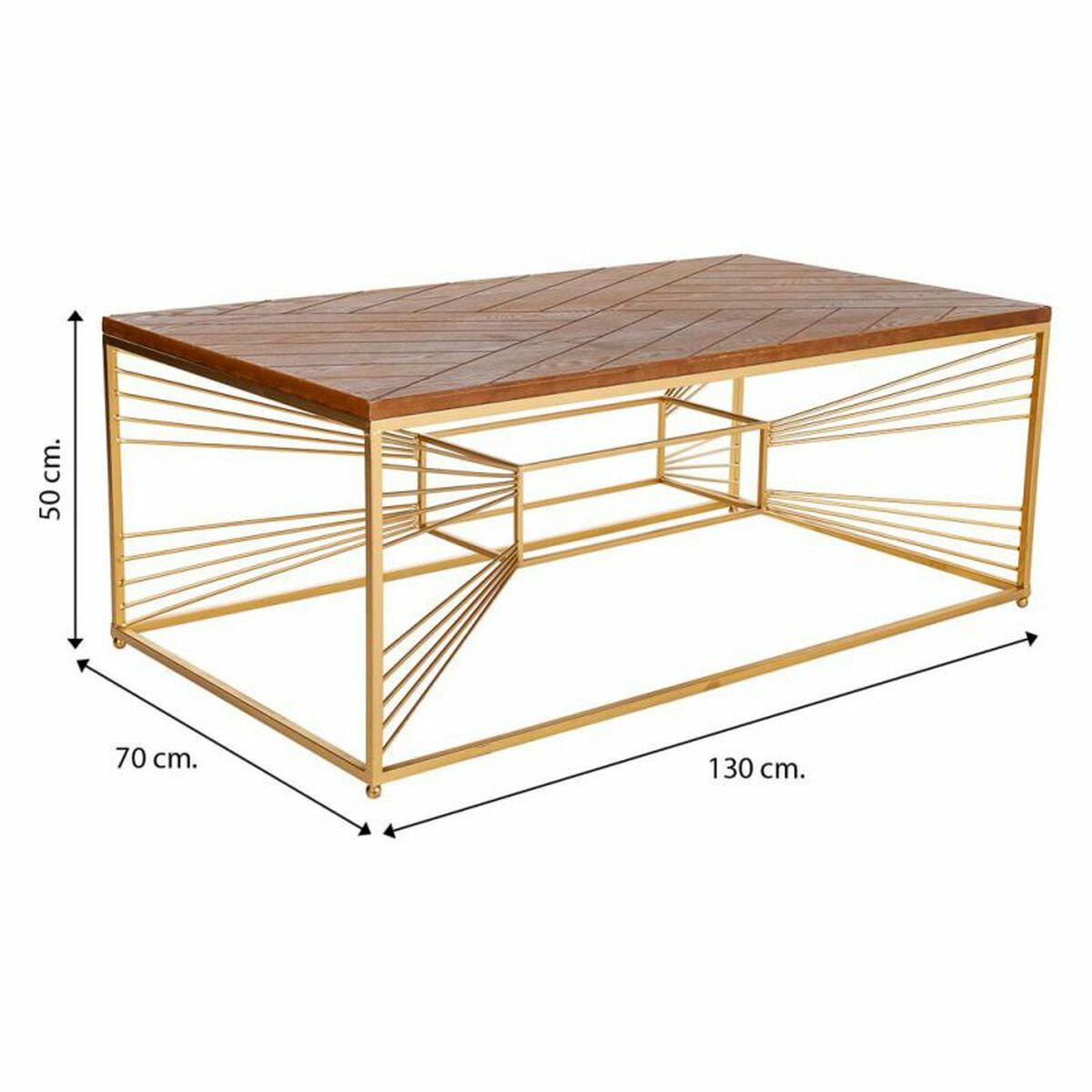 Soffbord Alexandra House Living Guld Naturell Järn Granträ Trä MDF 70 x 50 x 130 cm - 7