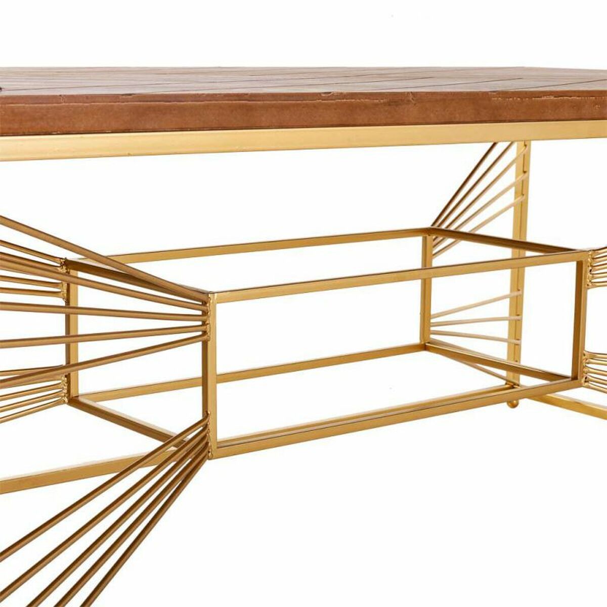 Soffbord Alexandra House Living Guld Naturell Järn Granträ Trä MDF 70 x 50 x 130 cm - 5