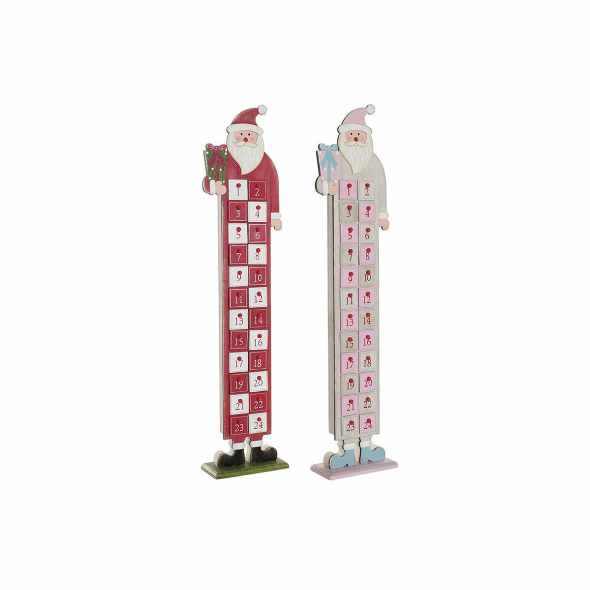 Adventskalender DKD Home Decor Trä Tomte (2 pcs) (14 x 7 x 64 cm)