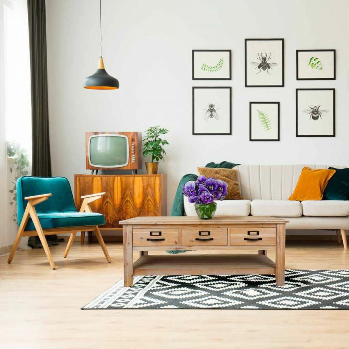 Soffbord Alexandra House Living Brun Granträ Trä MDF 66 x 48 x 120 cm - 2