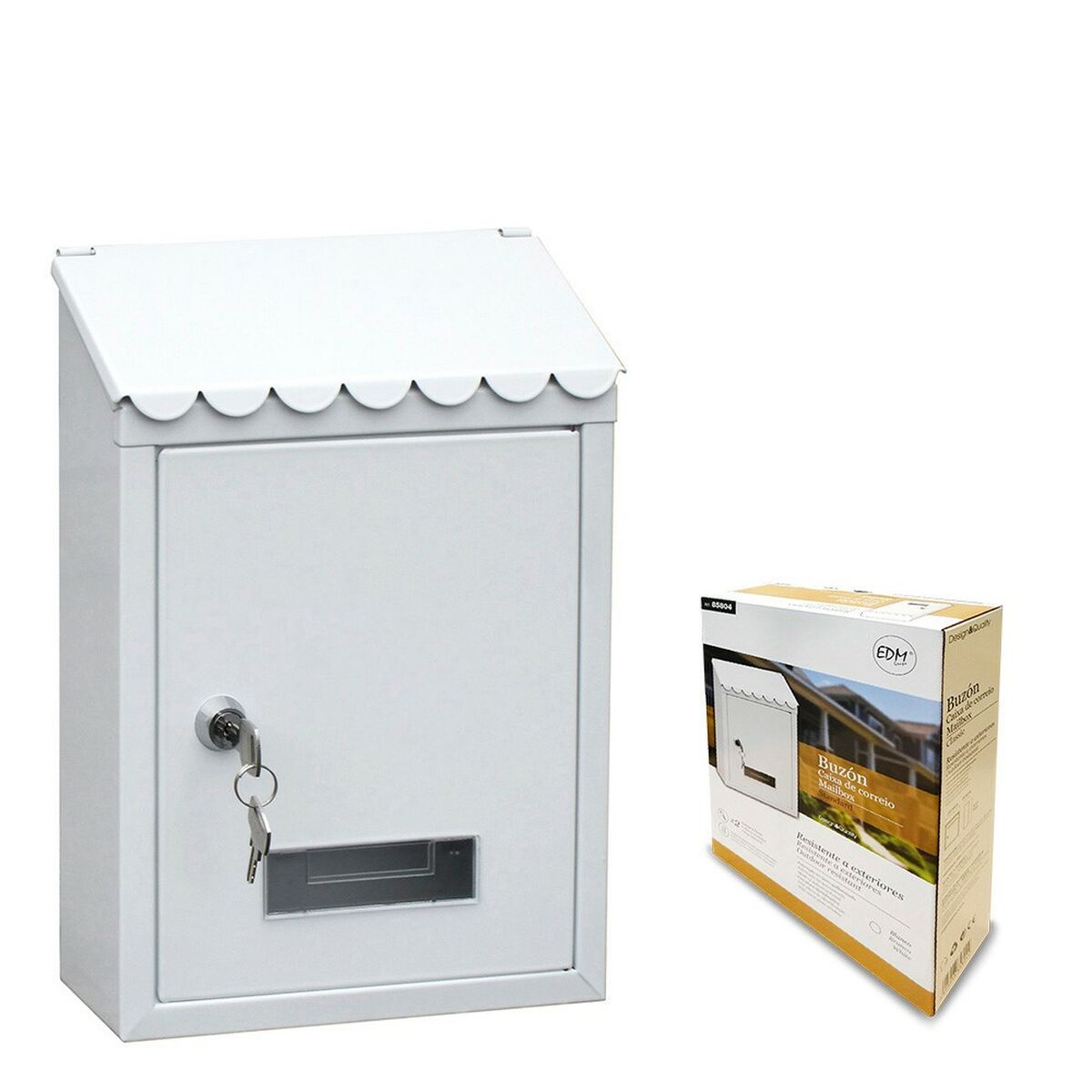 Brevlåda EDM 85804 Standard Vit Stål 21 x 6 x 30 cm