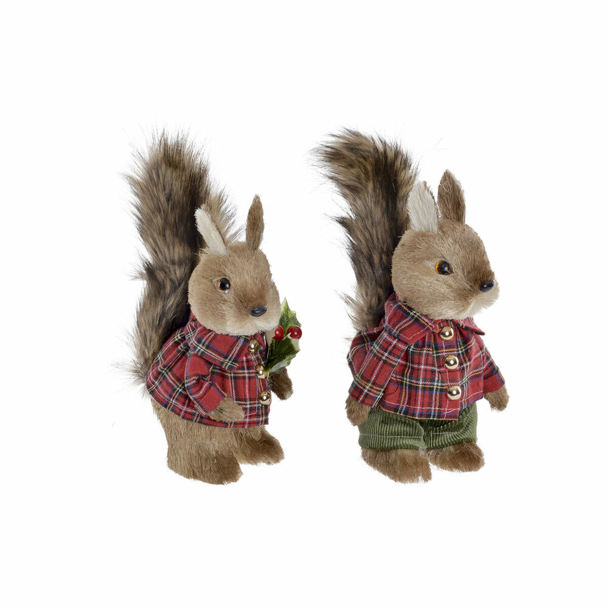 Julgranskula DKD Home Decor Polyester Ekorre (2 pcs) (12 x 15 x 25 cm)