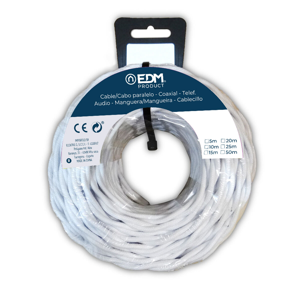Kabel EDM 11889 Vit 3 x 1,5 mm 5 m - 2