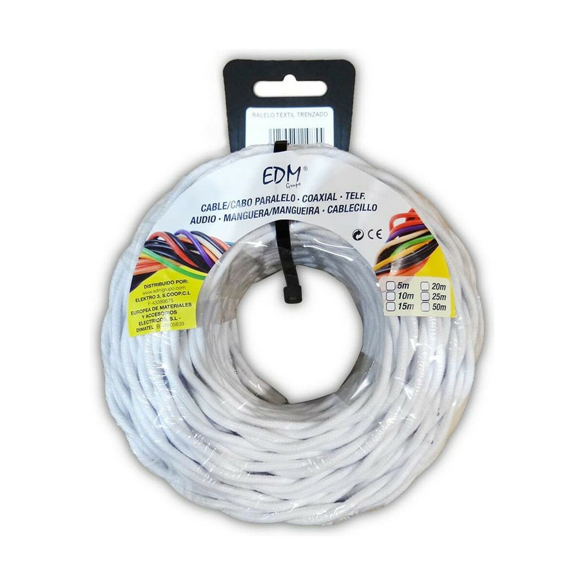 Kabel EDM 11889 Vit 3 x 1,5 mm 5 m