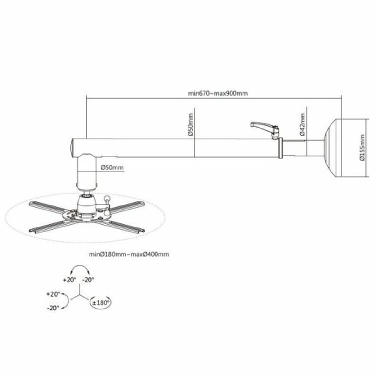 Takfäste för Projektor Vinklingsbart och Vridbart Equip 650704 - 4