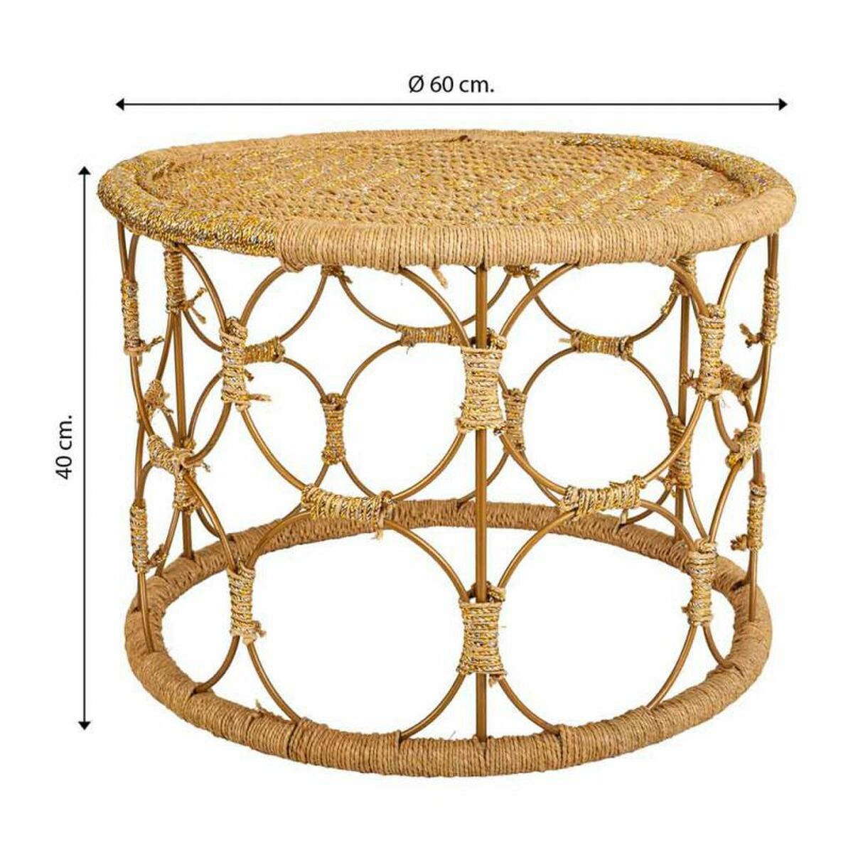 Soffbord Alexandra House Living Brun Snöre Järn 60 x 40 x 60 cm - 7