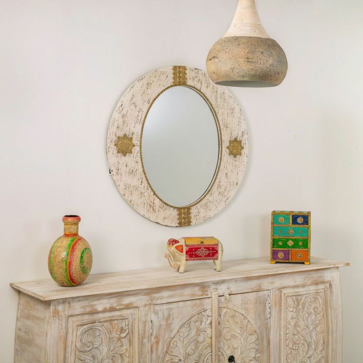 Väggspegel Alexandra House Living Gyllene 1 x 80 x 80 cm Cirklar - 2