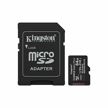 Micro-SD Minneskort med Adapter Kingston SDCS3/64GB