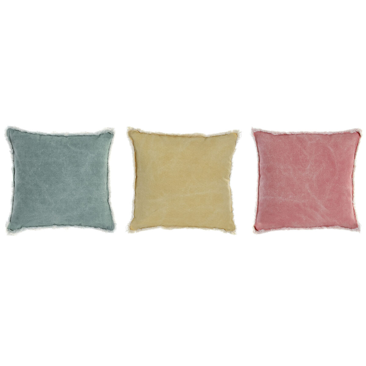 Kudde DKD Home Decor Gul Grön Rosa Frans 45 x 10 x 45 cm (3 antal) - 5