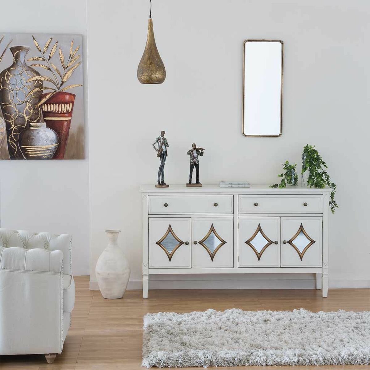 Väggspegel Alexandra House Living Gyllene Metall 72 x 72 x 33 cm - 3