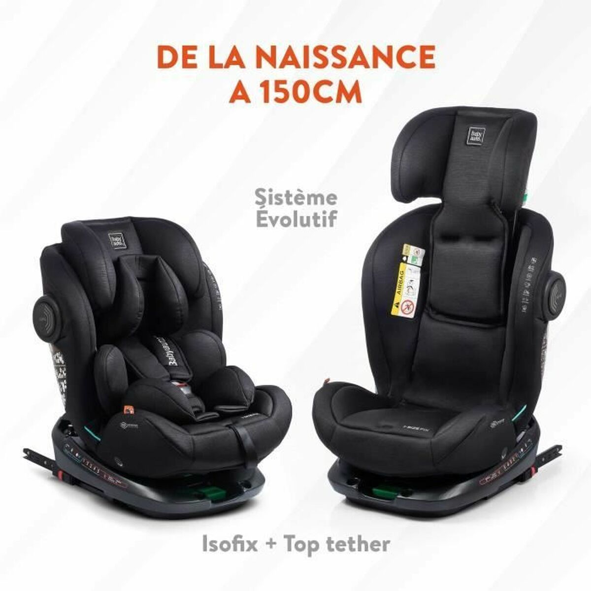 Bilstol Babyauto GYRO BLACK LINE EMBOSSED Svart 0 (de 0 a 10 kilos) I (9 - 18 kg) II (15-25 kg) III (22 - 36 kg) Barn ECE R129 - 3