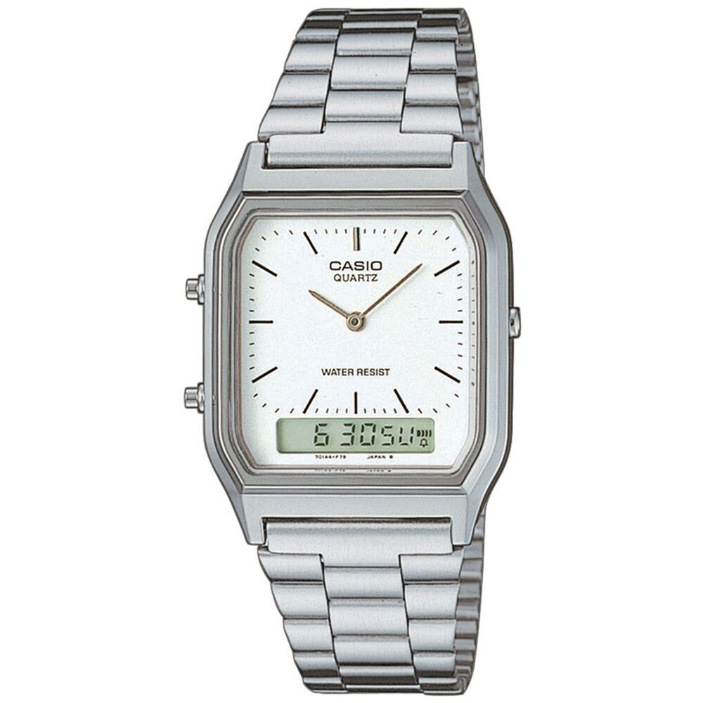 Unisexklocka Casio AQ-230A-7DMQYES Vit Silvrig (Ø 38,5 mm) (Ø 29 mm)