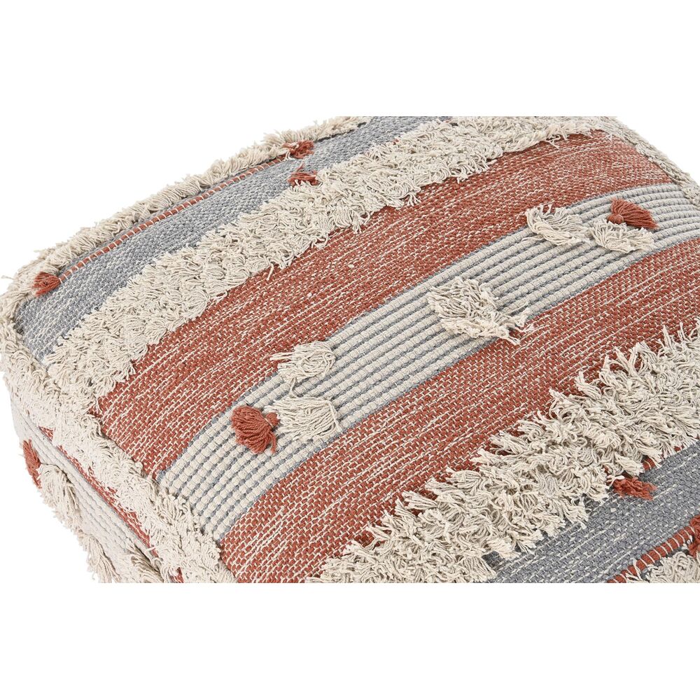 Puff DKD Home Decor Vit Orange Aluminium Ränder Boho - 2