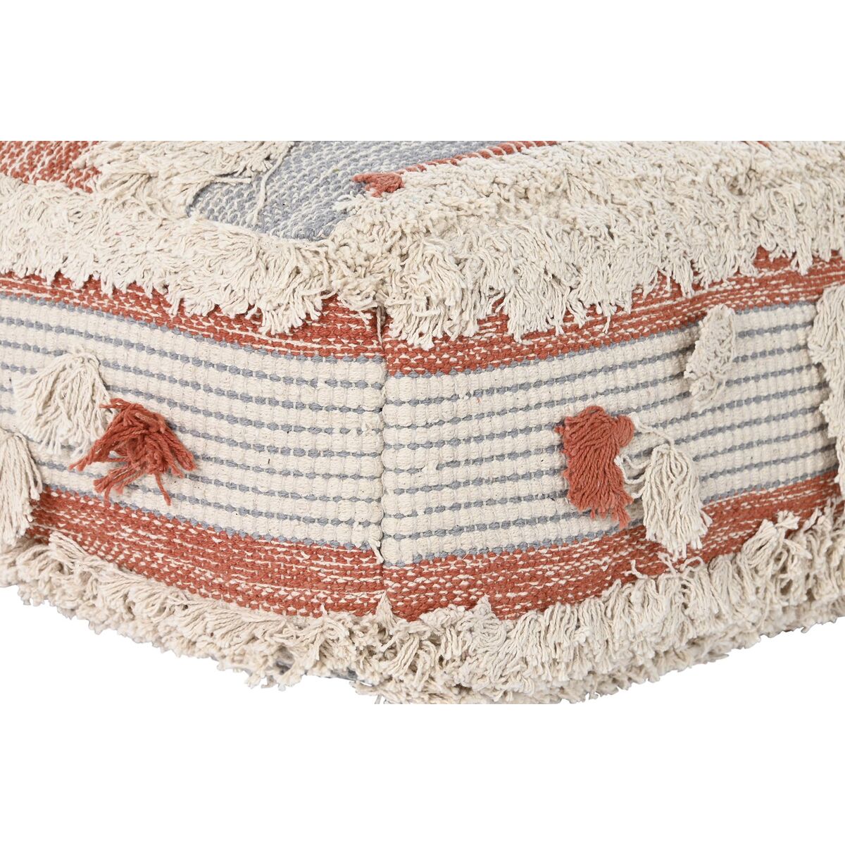 Puff DKD Home Decor Vit Orange Aluminium Ränder Boho - 5