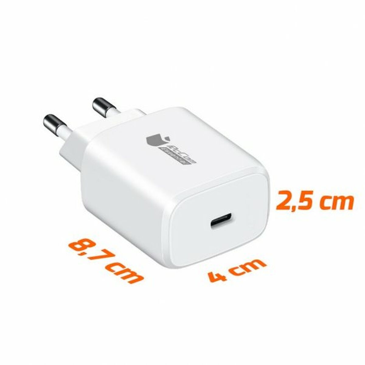 Väggladdare + USB-C kabel PcCom Vit 20 W - 4