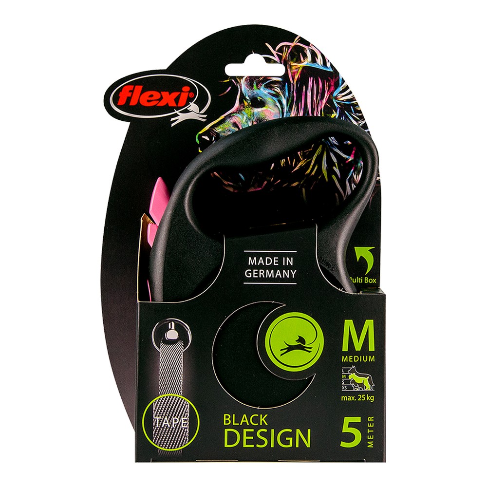 DoHundkoppel Flexi BLACK DESIGN 5 m Rosa Storlek M - 2