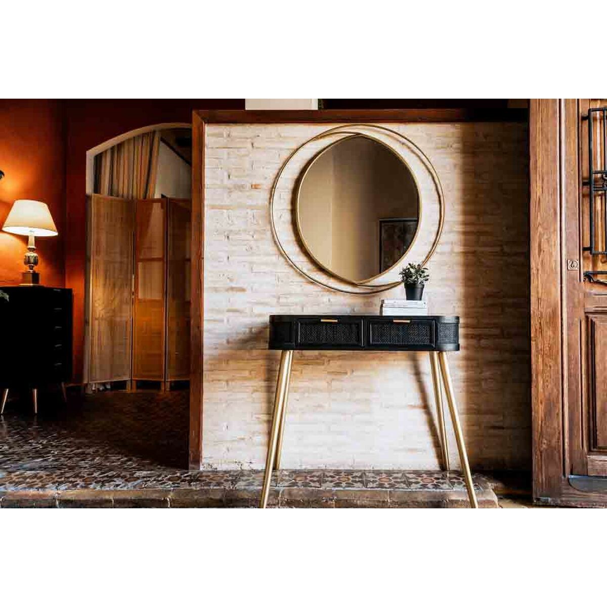 Väggspegel Alexandra House Living Gyllene 91 x 2 x 91 cm Cirklar - 2