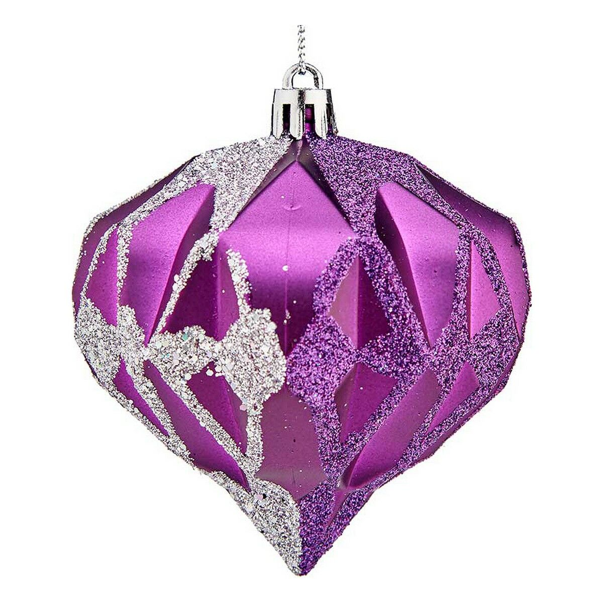 Julgranskulor Krist+ Purpur Silvrig Plast Diamant Ø 8 cm 6 antal