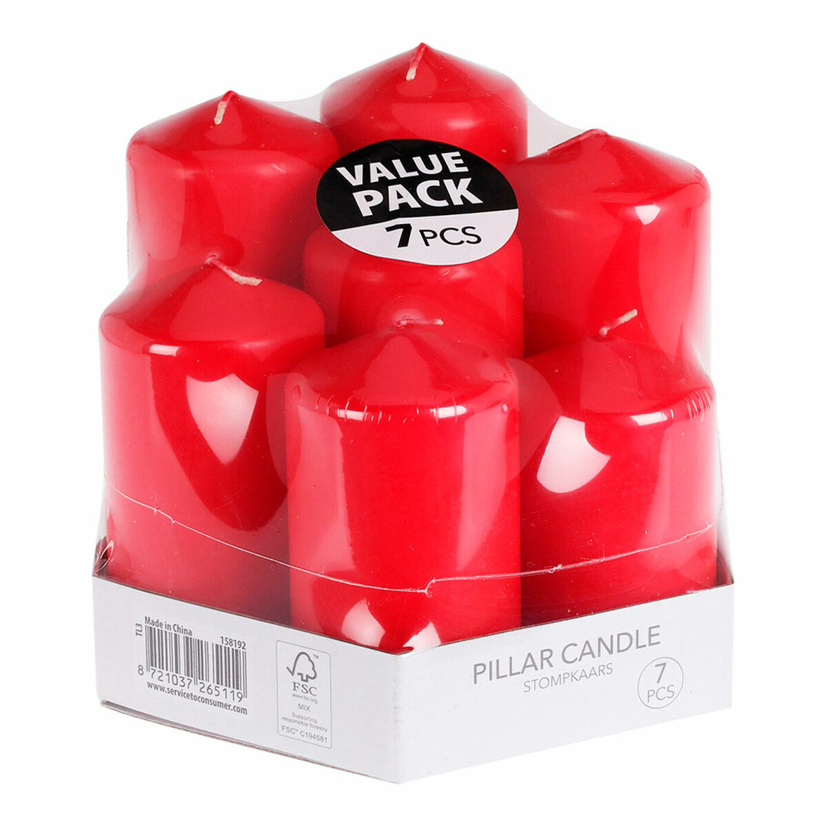 Set med levande ljus Röd (7 antal)